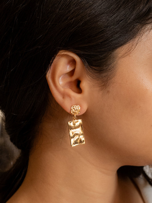 Textured Rectangle Drop Earrings