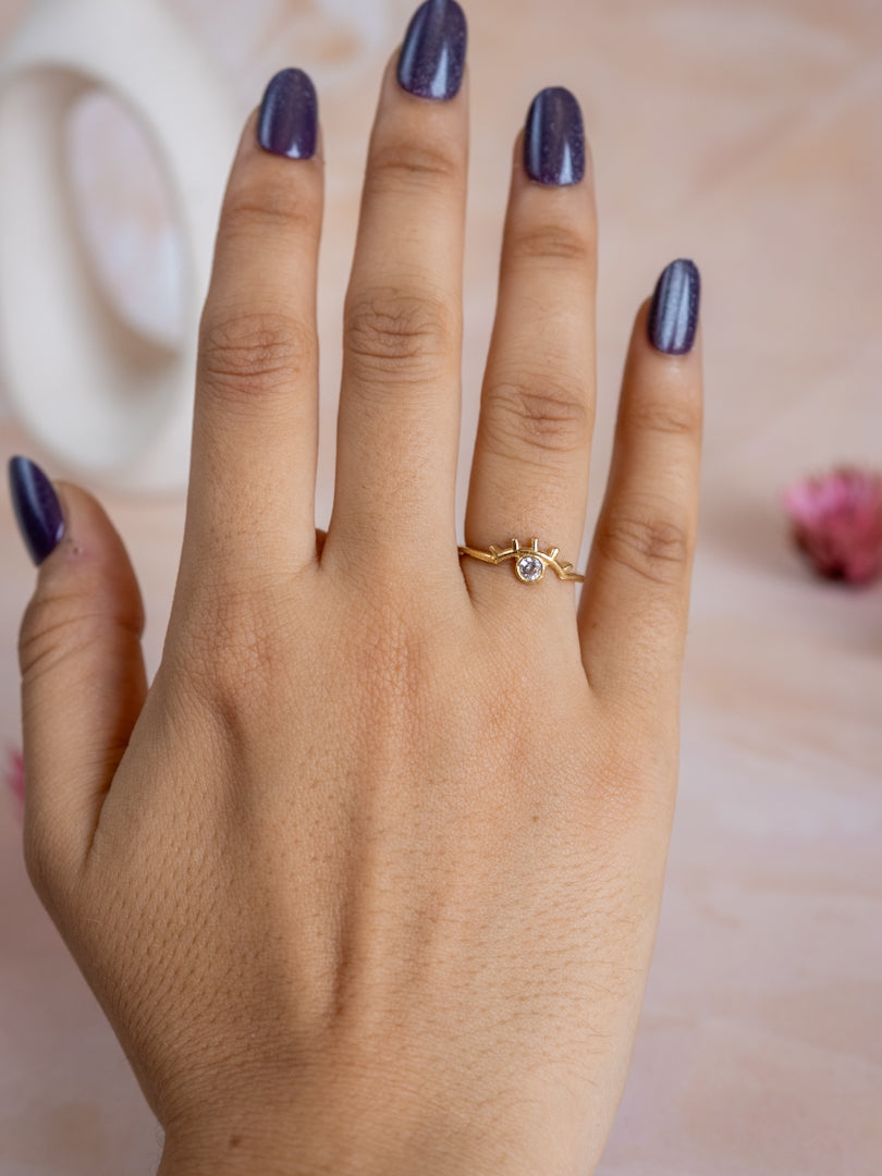 Evil Eye Glow Brass Adjustable Ring (Anti Tarnish)