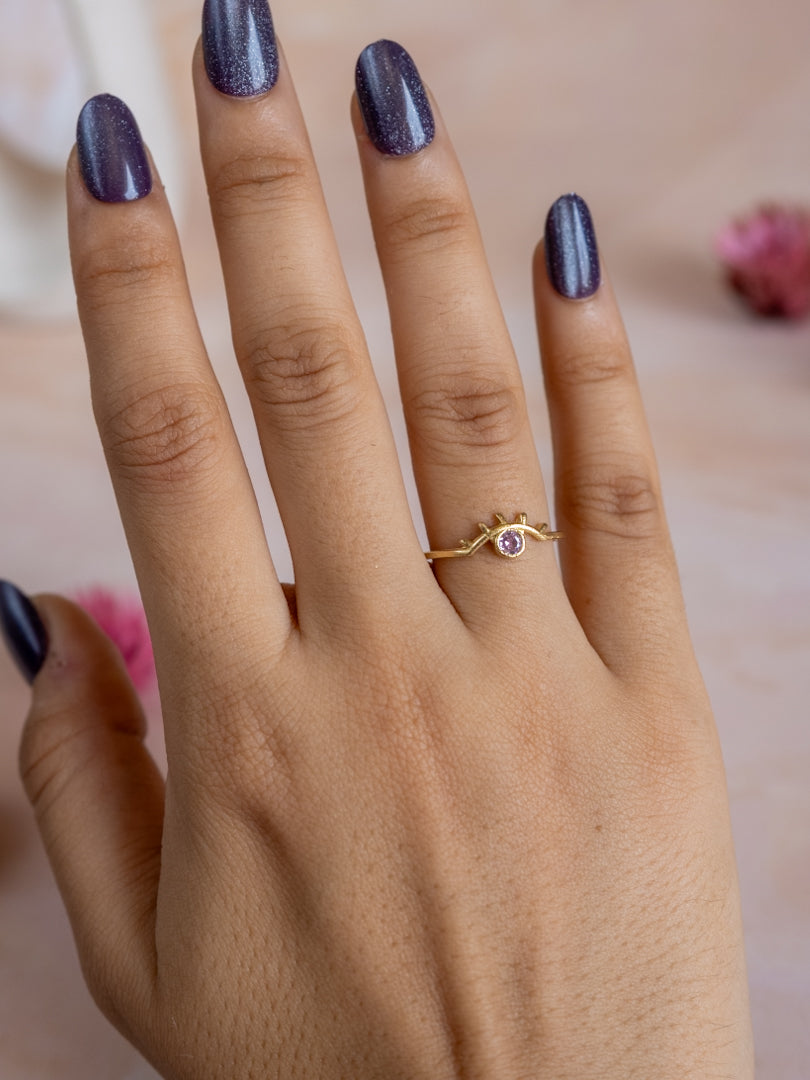 Evil Eye Glow Brass Adjustable Ring (Anti Tarnish)