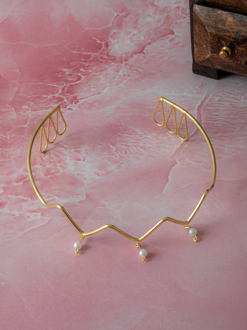 Pearl Wave Hair Cuff Brass Adjustable (Anti Tarnish)