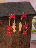 Flutter Bird Hand-Painted Brass Earrings