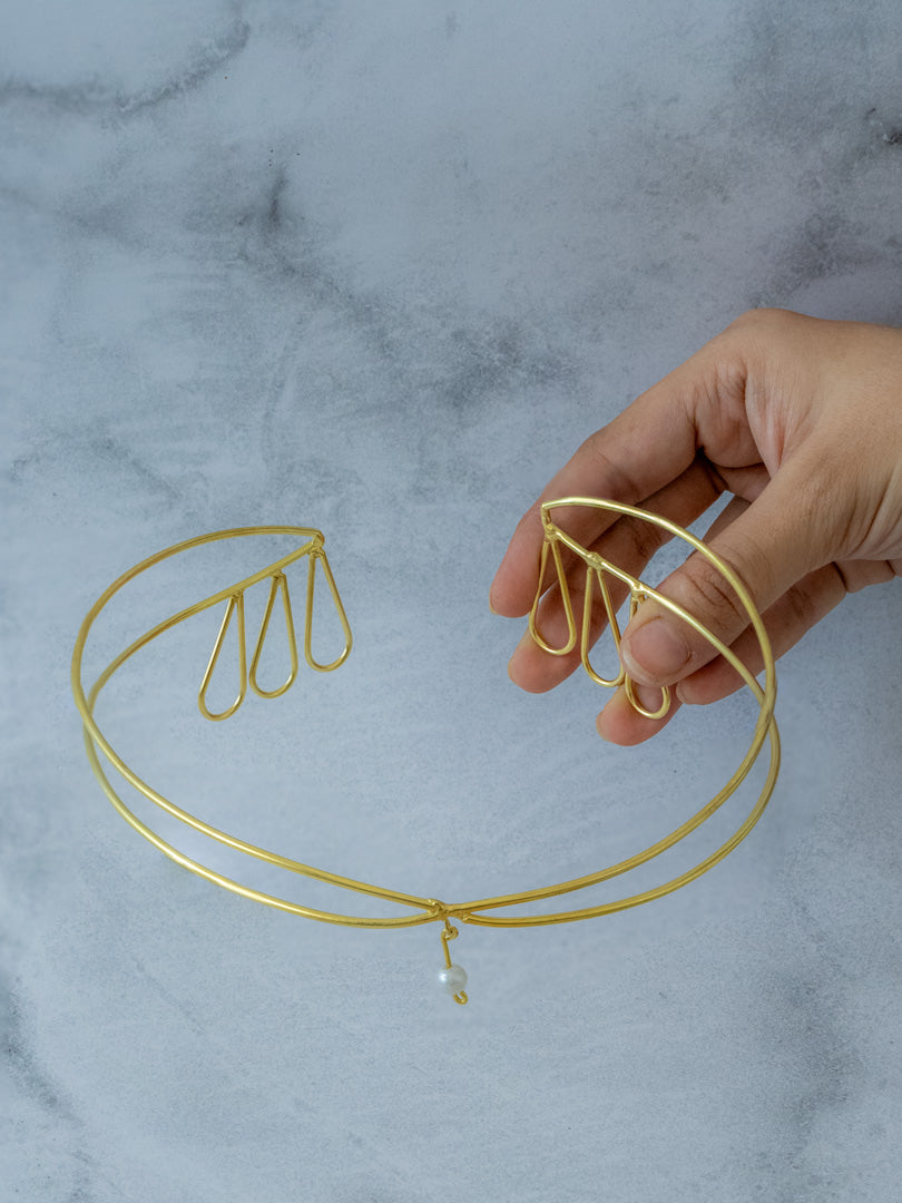 Luna Pearl Hair Cuff Brass Adjustable (Anti Tarnish)
