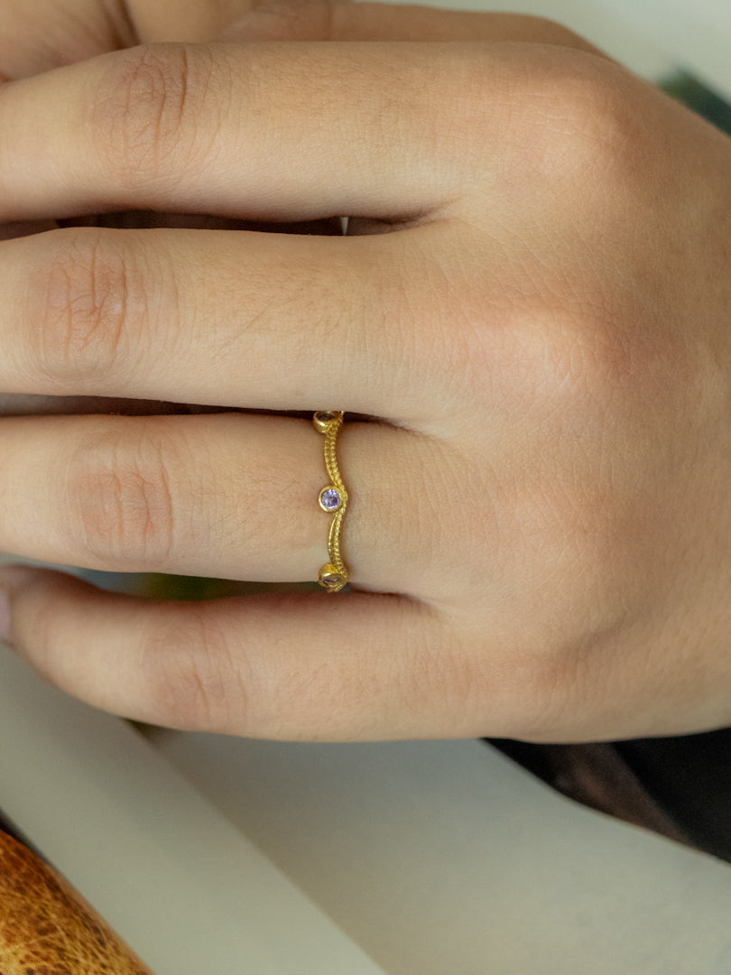 Wavy Spark Brass Adjustable Ring (Anti Tarnish)
