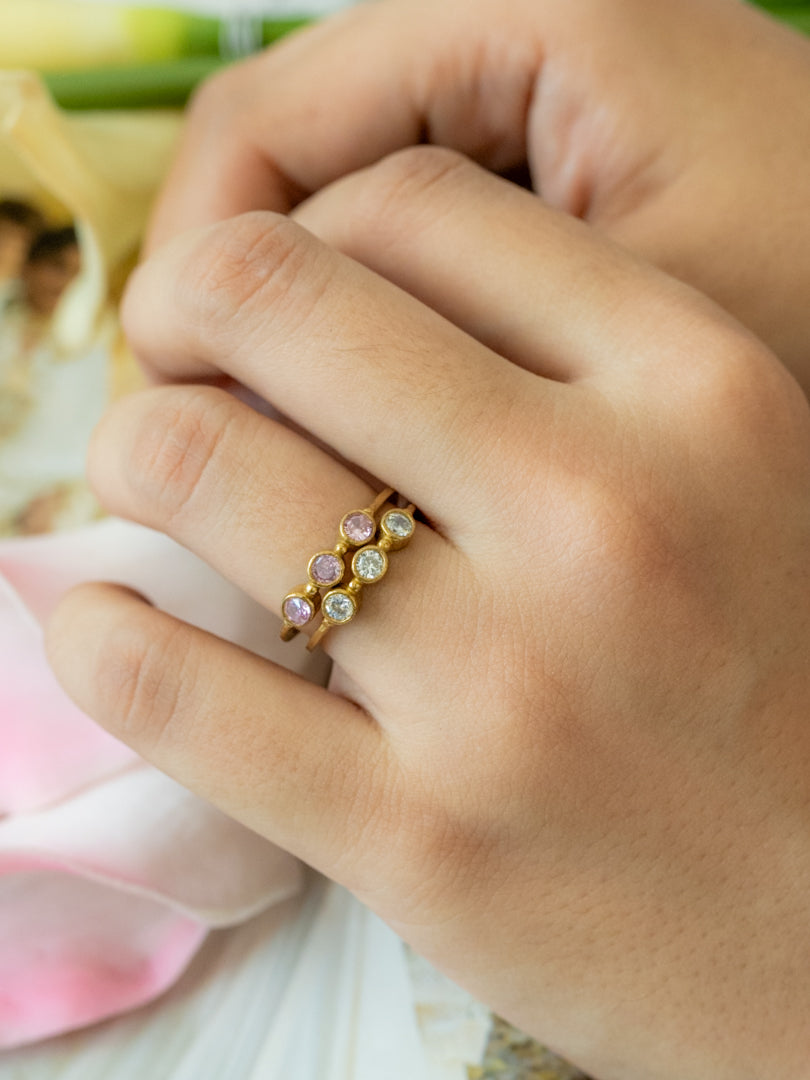 Trio Spark Brass Adjustable Ring (Anti Tarnish)