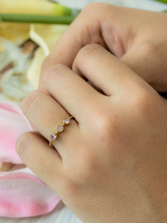 Trio Spark Brass Adjustable Ring (Anti Tarnish)
