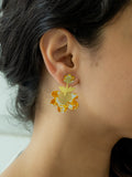 Golden Meadow Hand-Painted Brass Earrings