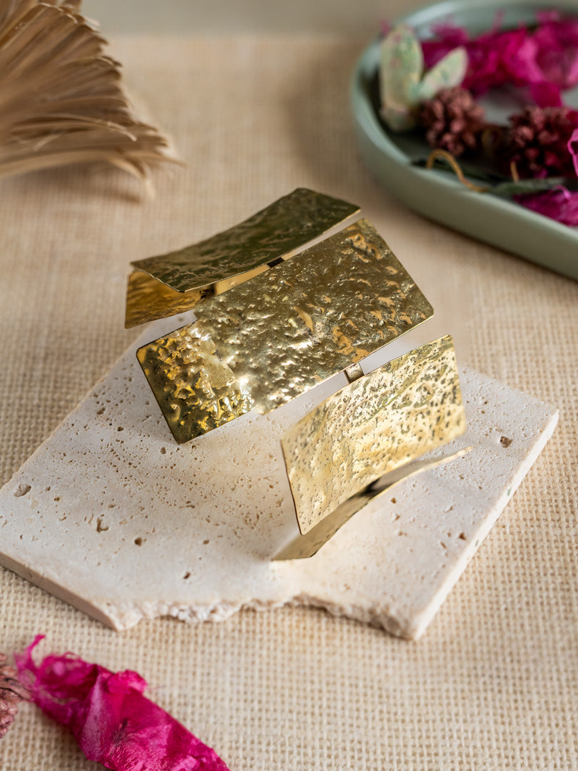 Rectangle Statement Brass Bracelet (Anti Tarnish) Adjustable