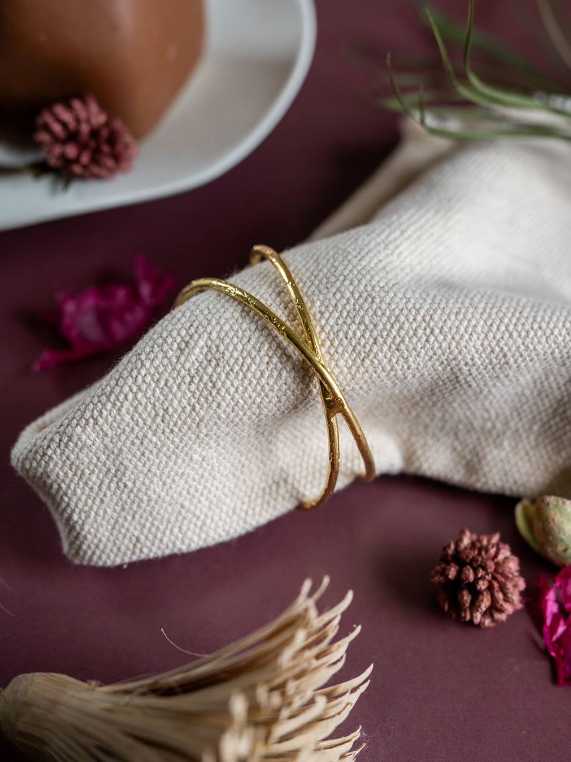 Bisect Brass Bracelet (Anti Tarnish) Adjustable