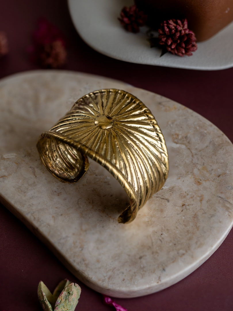 Mystic Dune Statement Cuff Brass Bracelet (Anti Tarnish) Adjustable