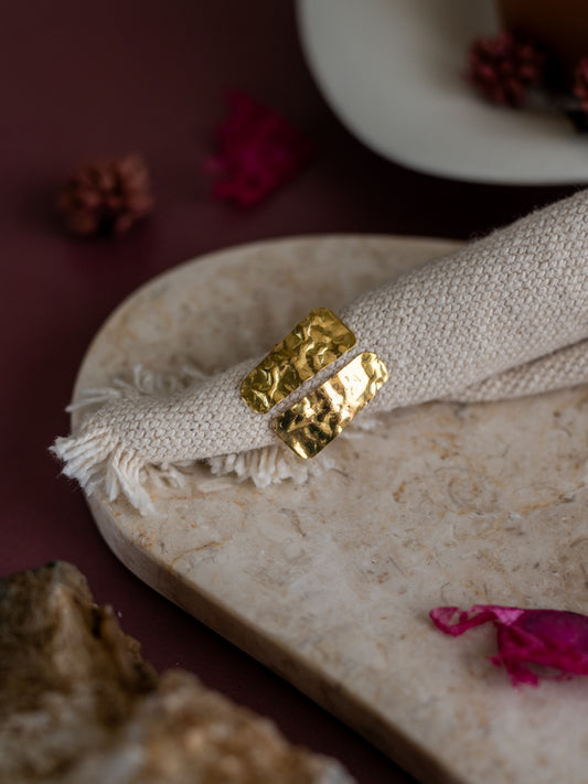 Planished Statement Adjustable Brass Ring (Anti Tarnish)