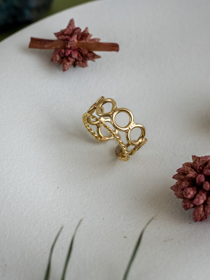Samsara Brass Adjustable Ring (Anti Tarnish)
