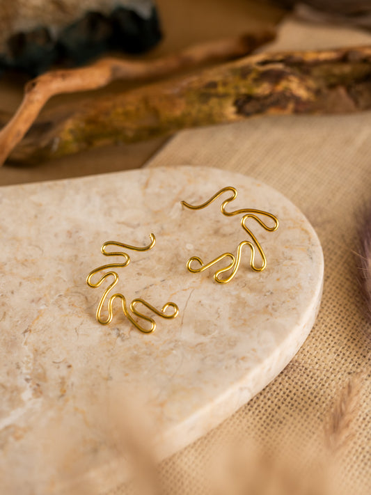 Squiggles Brass Earring (Anti Tarnish)