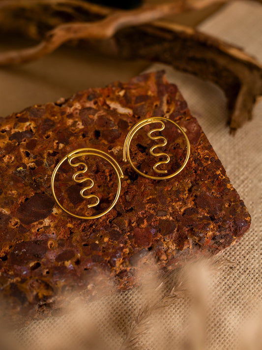Wavelet Brass Earring (Anti Tarnish)