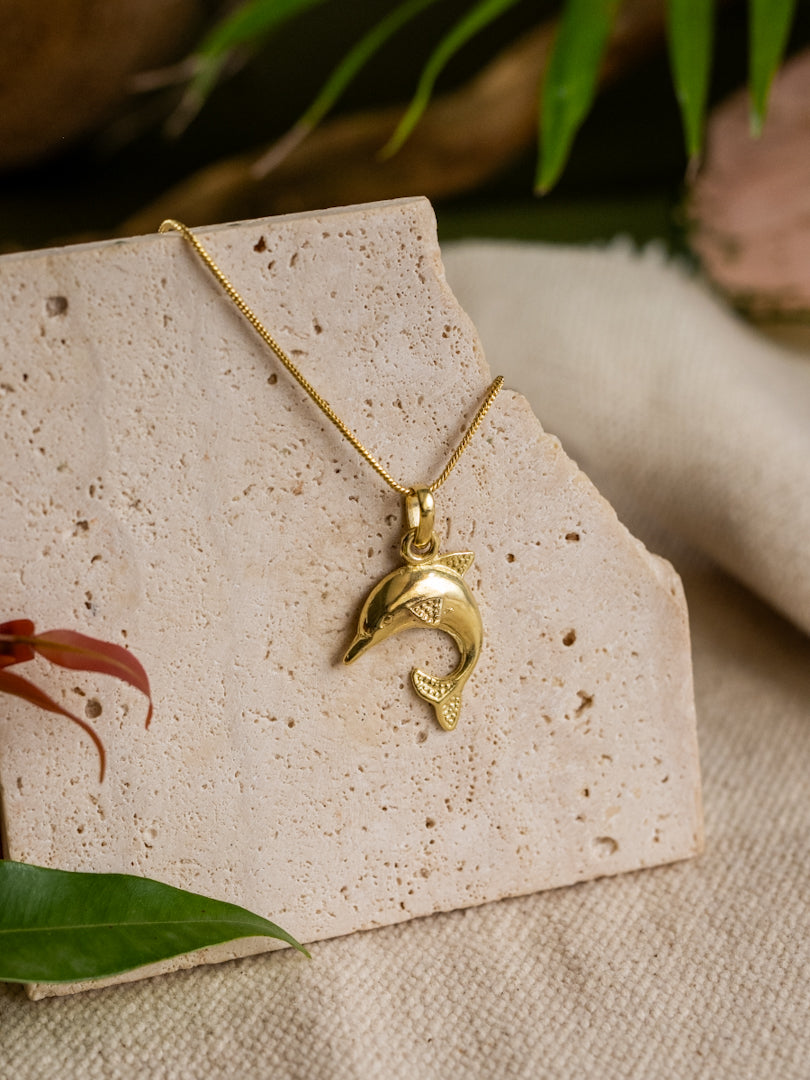 Dolphin Brass Necklace (Anti Tarnish)