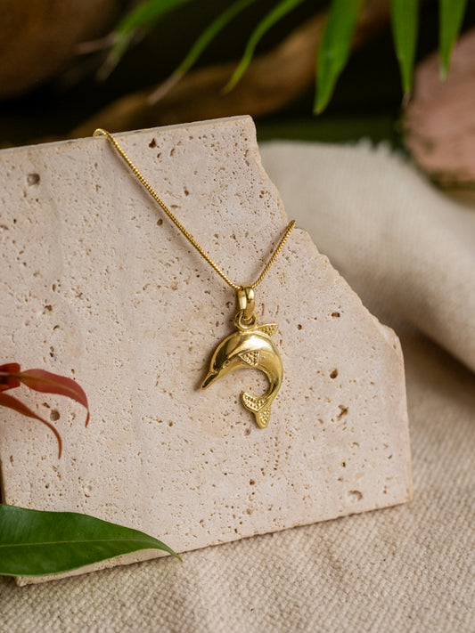 Dolphin Brass Necklace (Anti Tarnish)