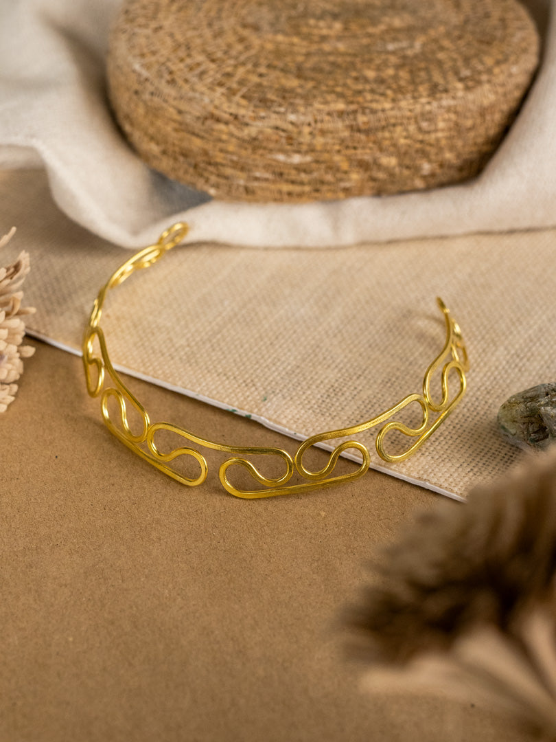 Dreamwave Statement Brass Adjustable Choker (Anti Tarnish)