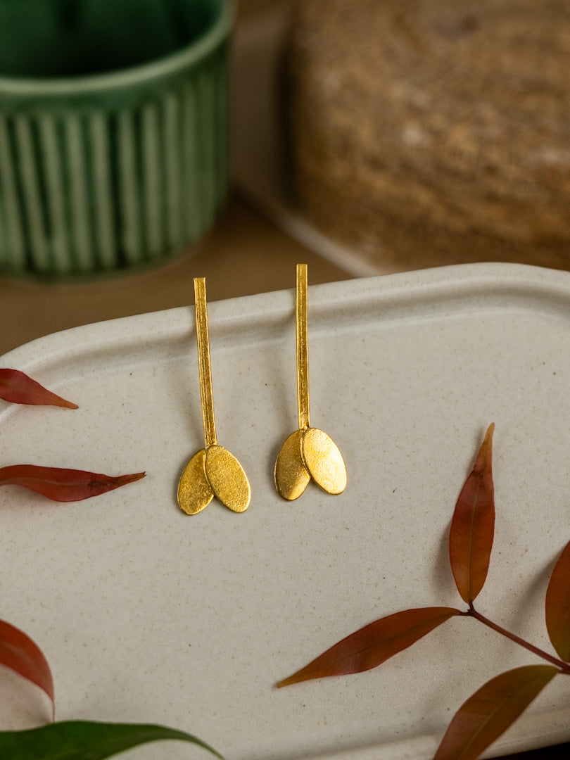 Lumi Leaf Brass Earring (Anti Tarnish)