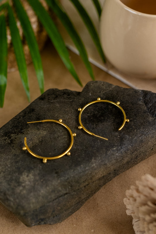 Dotline Hoop Brass Earring (Anti Tarnish)