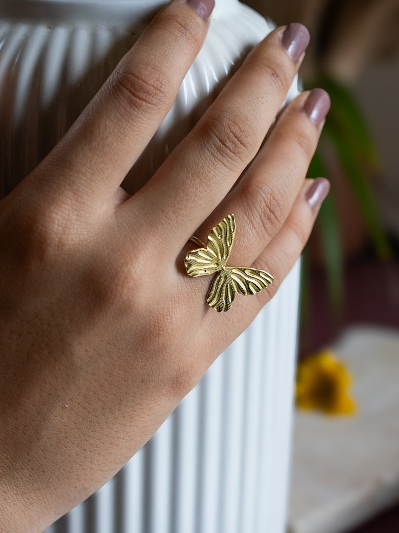 Butterfly Brass Ring Adjustable (Anti Tarnish)