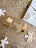 Golden Muse Textured Brass Bracelet Stack (Set of 3) (Anti Tarnish)