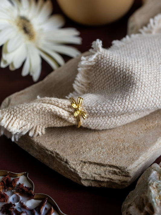 Tiny Bow Brass Ring Adjustable (Anti Tarnish)