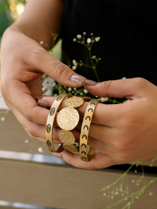 Lunar Relic Brass Bracelet Stack (Set of 3) (Anti Tarnish)