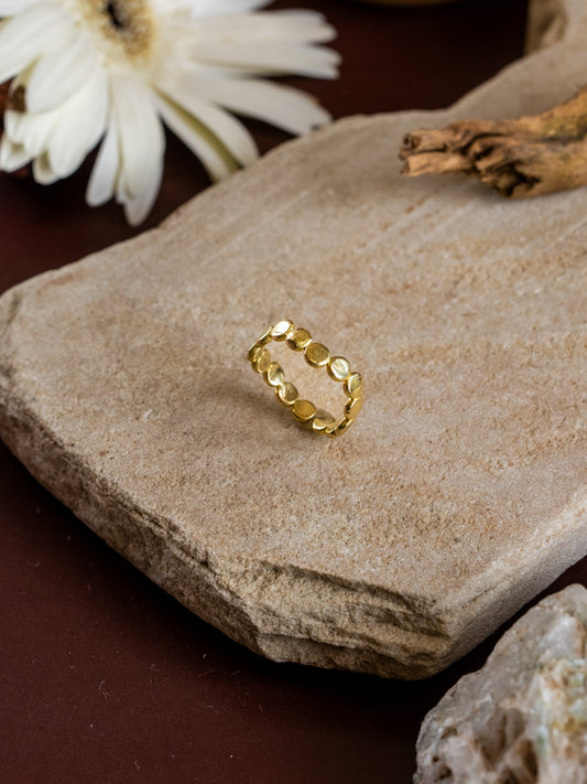 Dot Line Brass Ring Adjustable (Anti Tarnish)