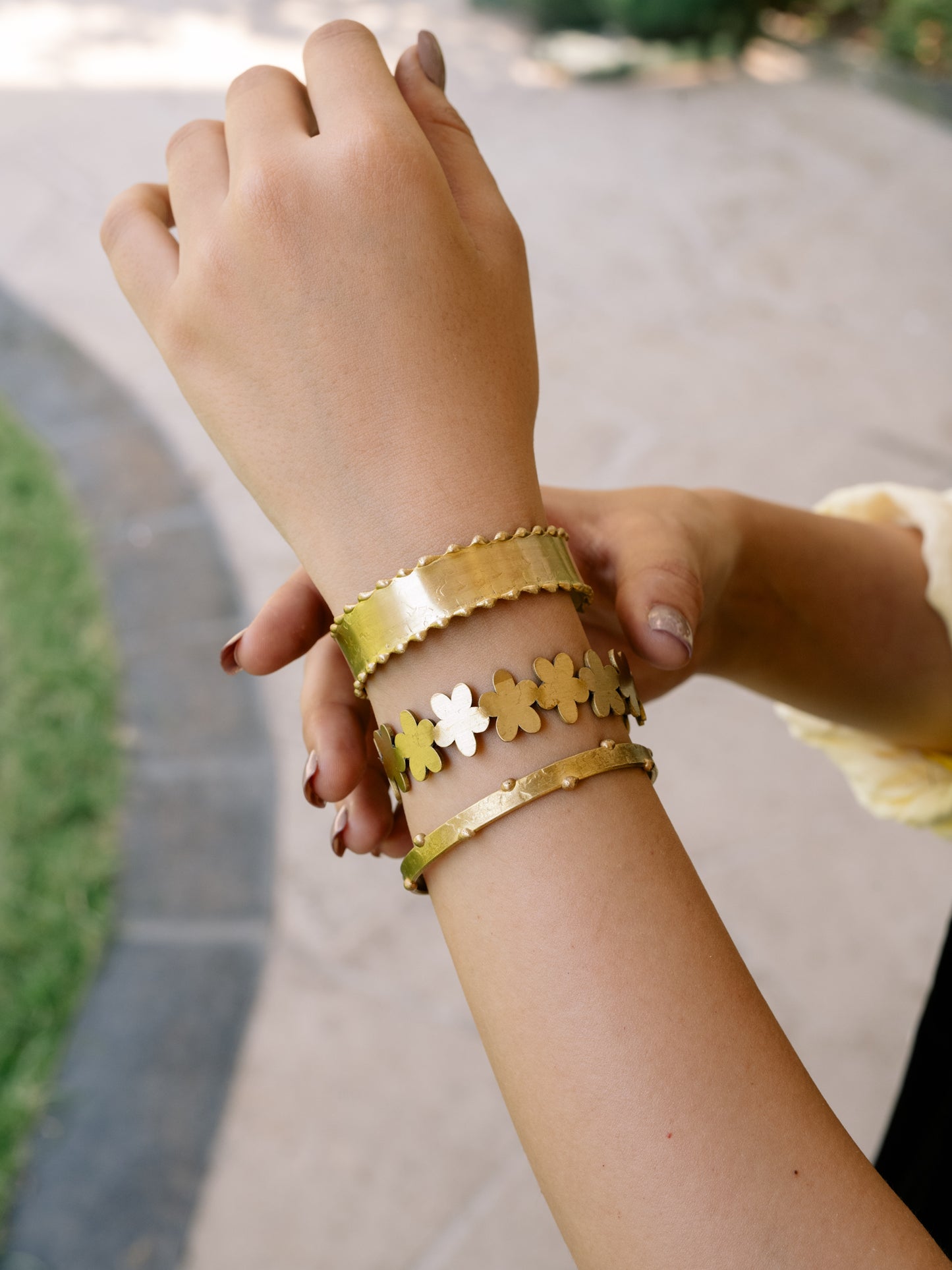 Mystic Mark Brass Bracelet Stack (Set of 3) (Anti Tarnish)