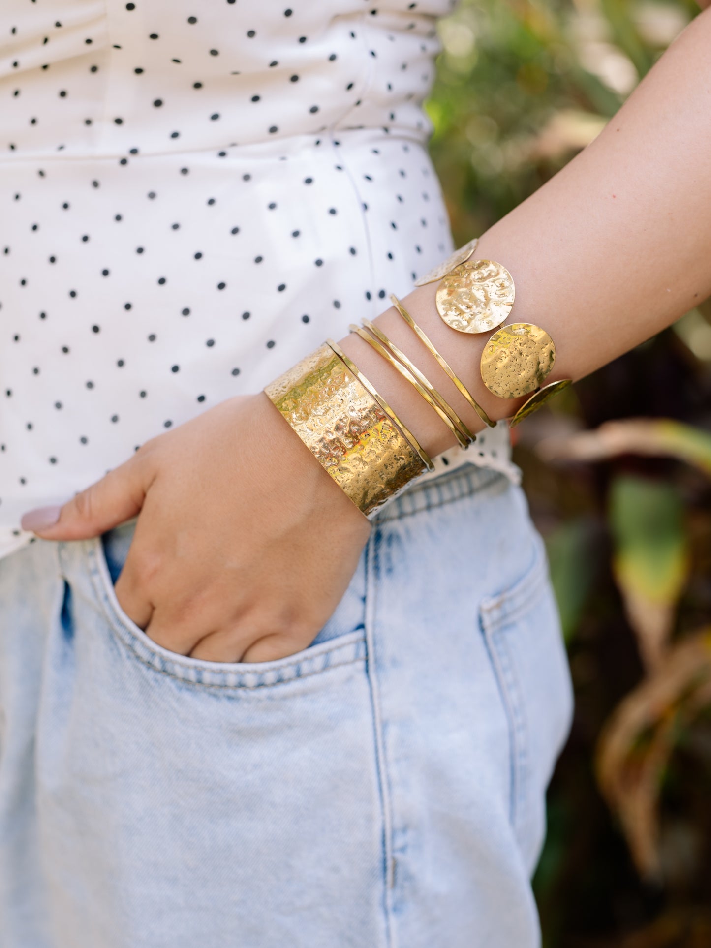 Oracle Disc Duo Brass Bracelet Stack (Anti Tarnish)