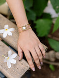 Serene Howlite Stone Bracelet Semi Precious Brass Adjustable (Anti Tarnish)