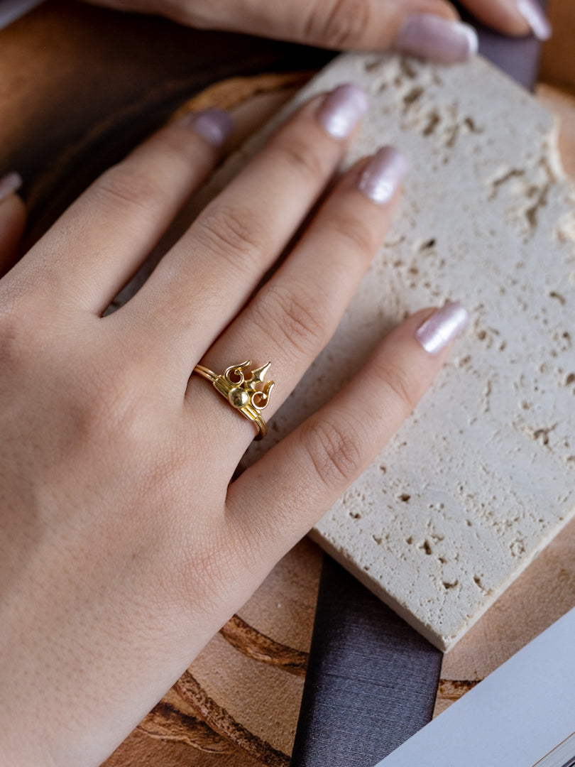 Trishul Brass Ring Adjustable (Anti Tarnish)