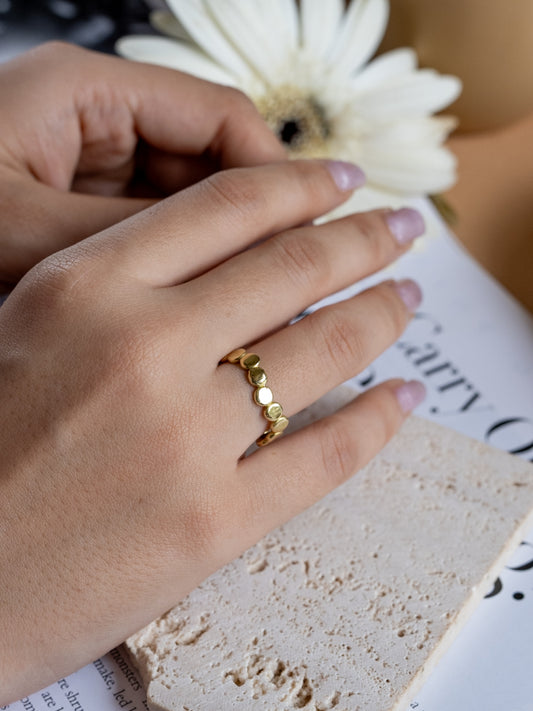 Dot Line Brass Ring Adjustable (Anti Tarnish)
