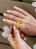 Semi Lunar Brass Adjustable Ring (Anti Tarnish)