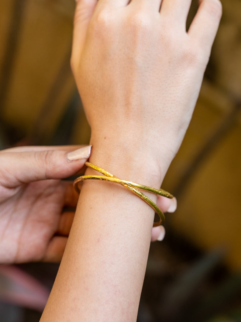 Bisect Brass Bracelet (Anti Tarnish) Adjustable