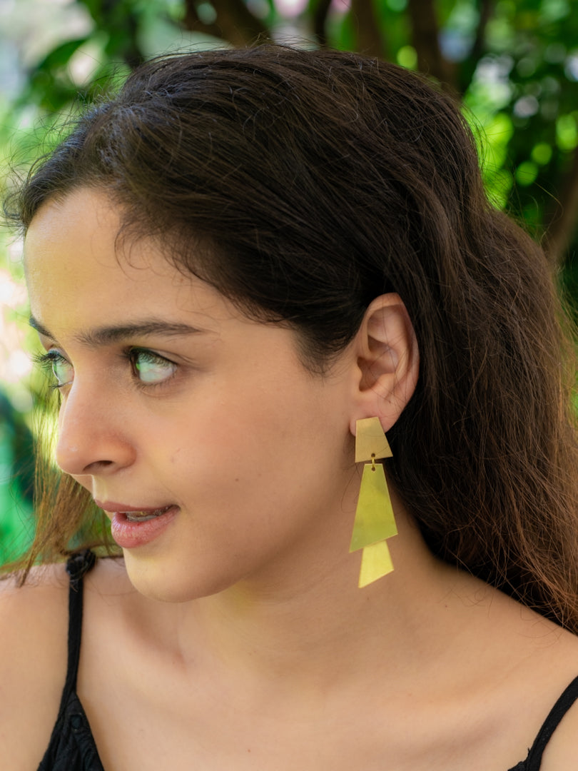 Triad Brass Handmade Earring (Anti Tarnish)