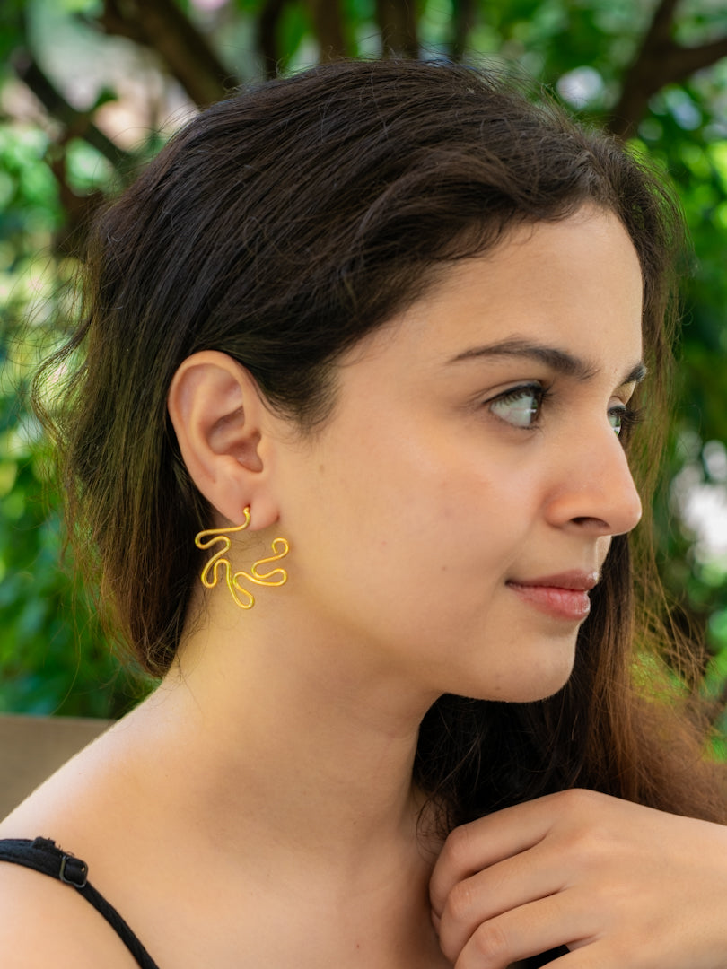 Squiggles Brass Earring (Anti Tarnish)