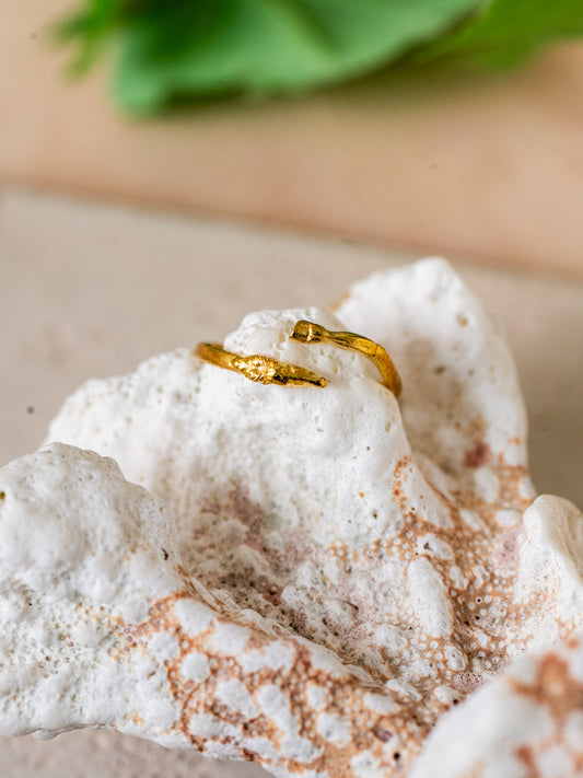 Twig Brass Adjustable Ring (Anti Tarnish)