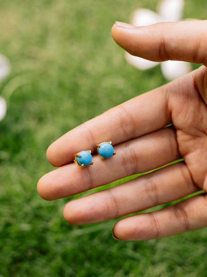 Firoza (Turquoise) Stone Brass Earring (Anti Tarnish)