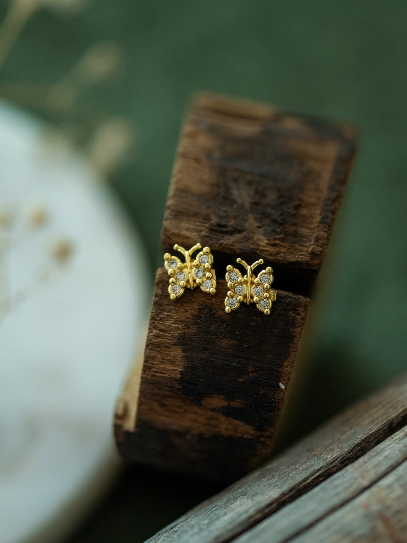 Butterfly Diamond Brass Studs (Anti Tarnish)