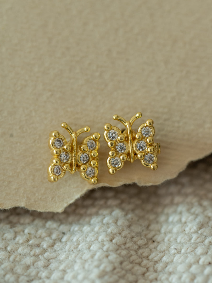 Butterfly Diamond Brass Studs (Anti Tarnish)