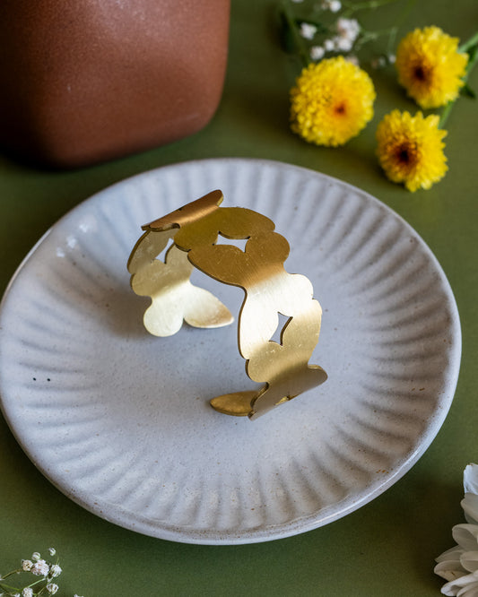 Petal Dance Brass Statement Bracelet (Anti Tarnish)