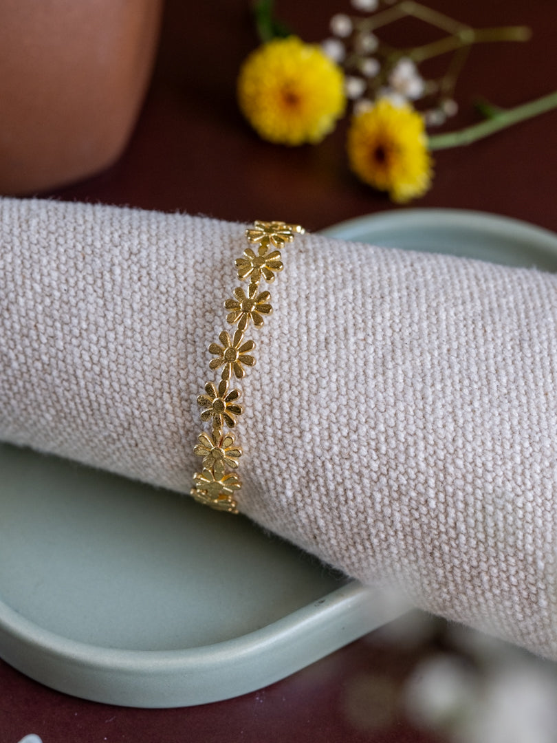 Phool Link Brass Statement Bracelet (Anti Tarnish)