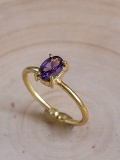 Violet Glow Brass Adjustable Ring (Anti Tarnish)