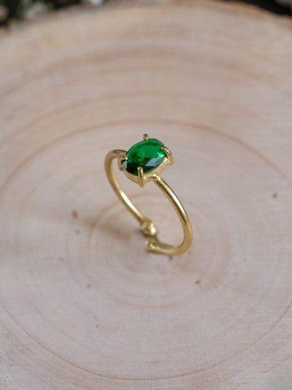 Green Aura Brass Adjustable Ring (Anti Tarnish)