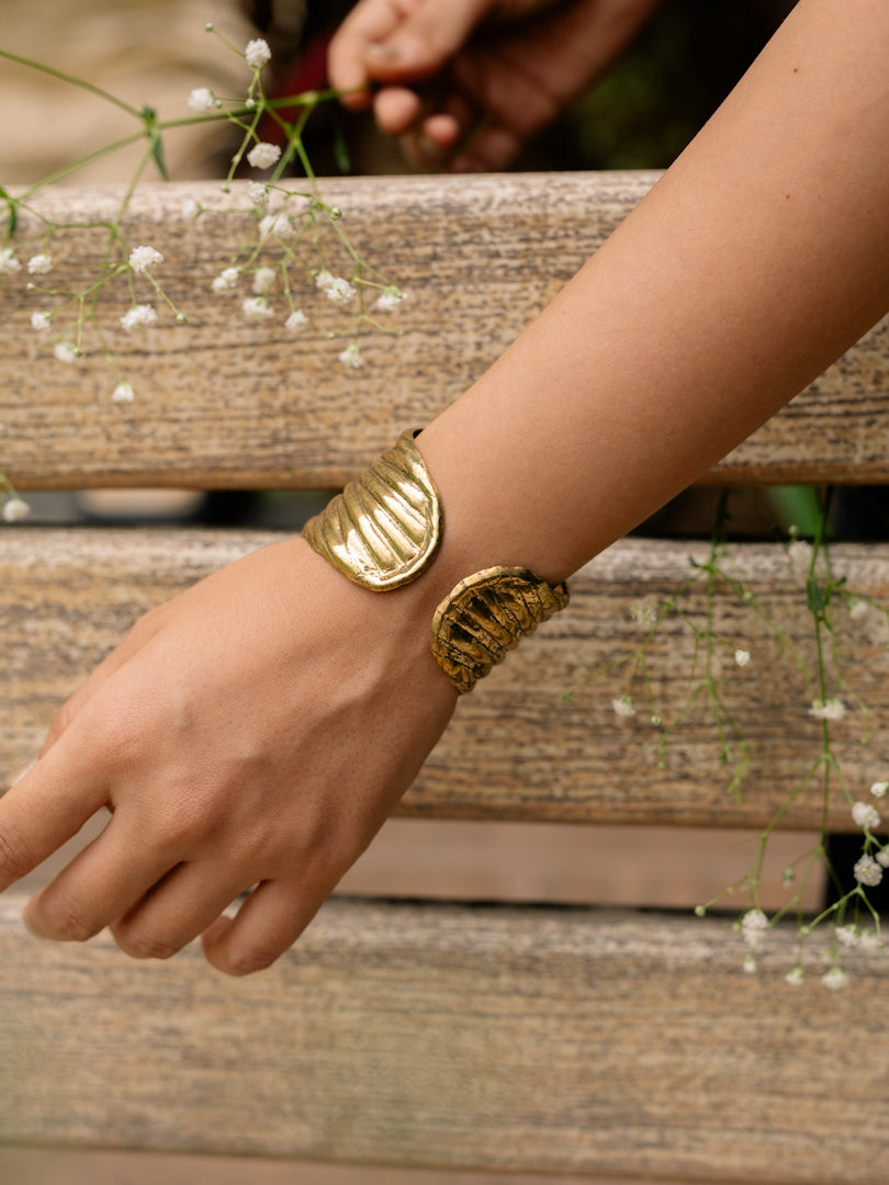 Mystic Dune Statement Cuff Brass Bracelet (Anti Tarnish) Adjustable