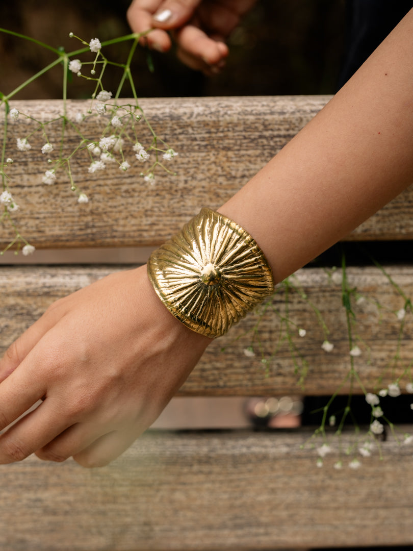 Mystic Dune Statement Cuff Brass Bracelet (Anti Tarnish) Adjustable