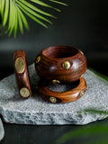 Handcraved Wooden  Bangles Combo - Stack of 3 Bangles