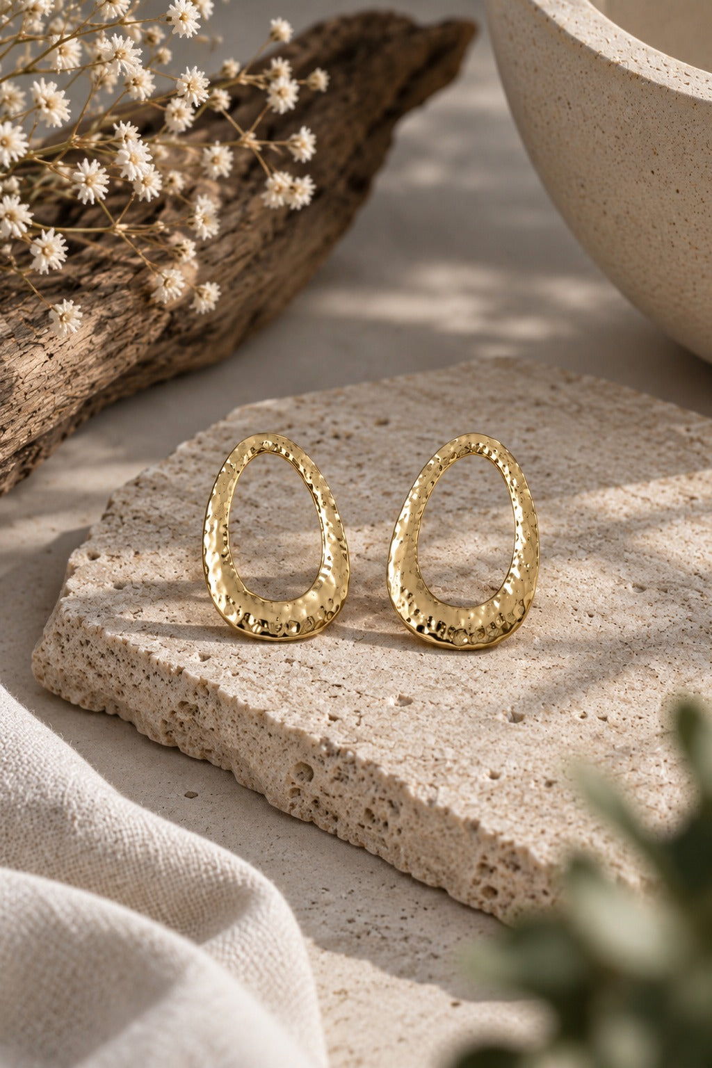 Hammered Gold Hoop Earrings
