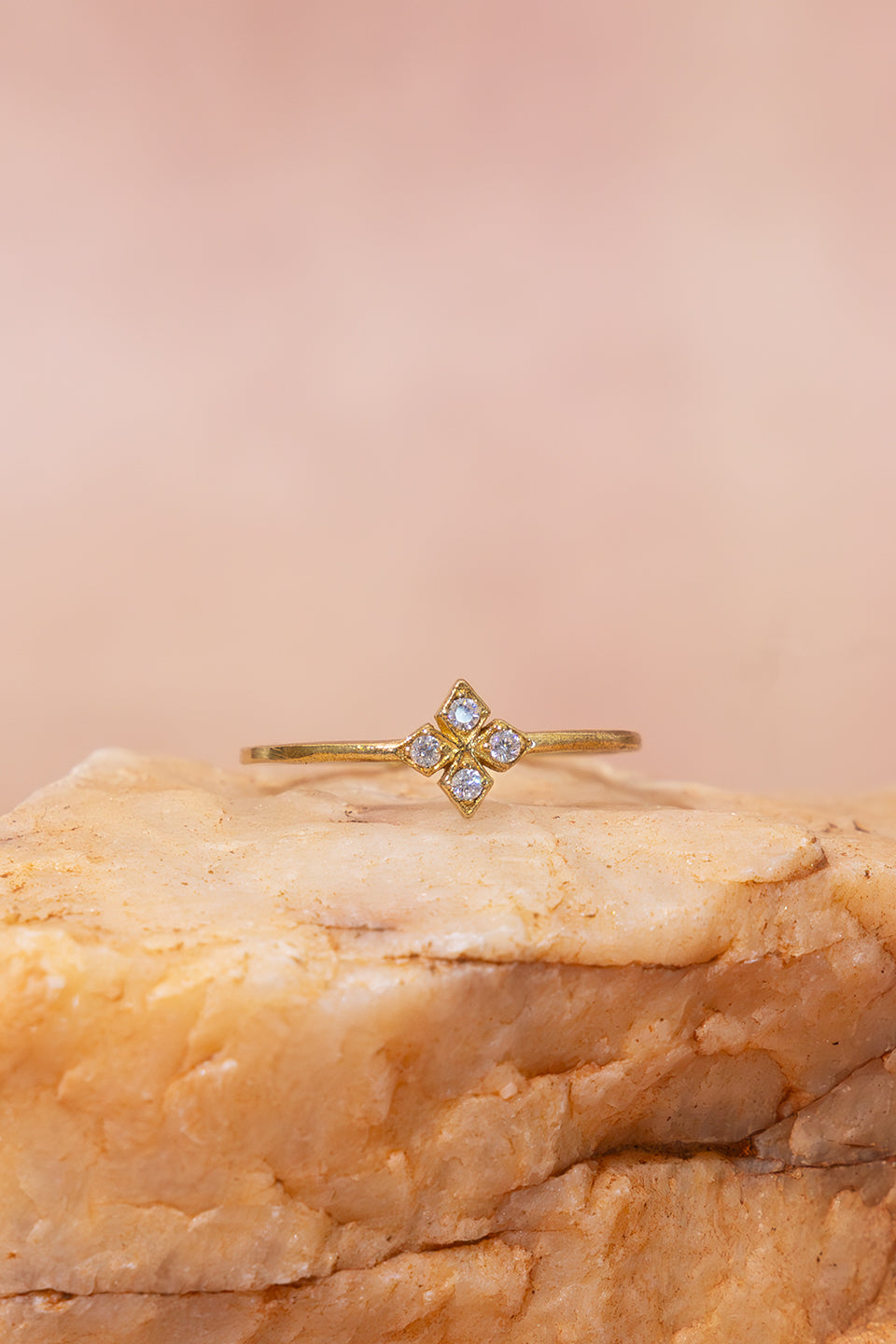 Clover Bloom Brass Adjustable Ring (Anti Tarnish)