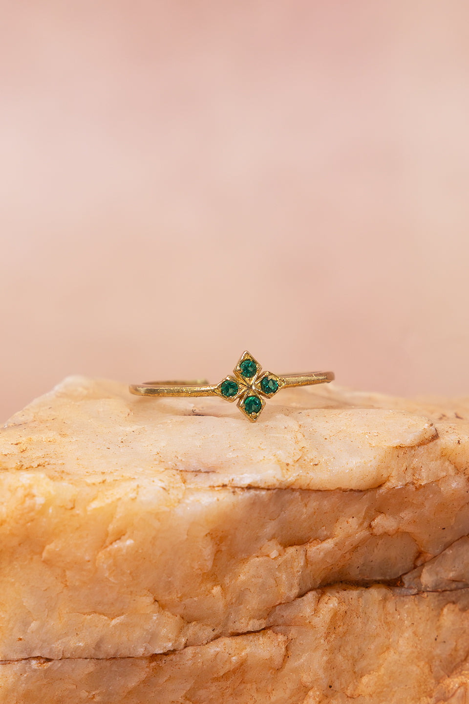 Clover Bloom Brass Adjustable Ring (Anti Tarnish)